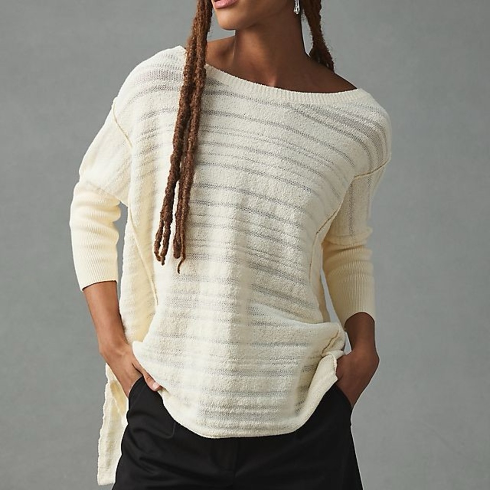 Anthropologie Pilcro Oversized Tunic Sweater Ivory Small NWT